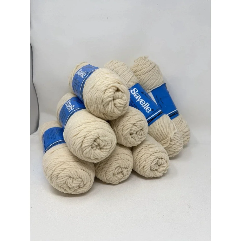 American Thread Sayelle Vintage Cottagecore Yarn Fisherman Cream 8 Skeins Lot